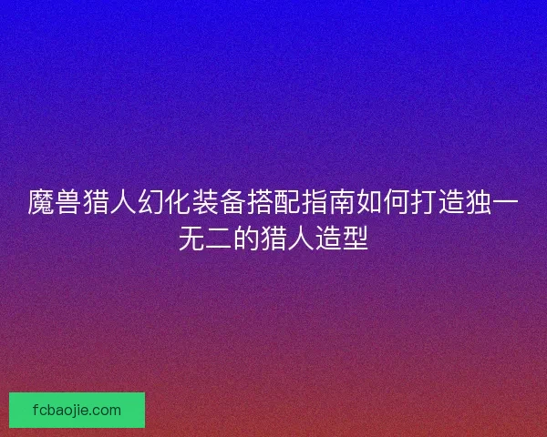 魔兽猎人幻化装备搭配指南如何打造独一无二的猎人造型